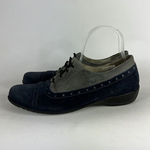 Waldlaufer wing tip saddle shoes us women’s size 7.5 blue grey minimalist suede - Picture 5 of 9